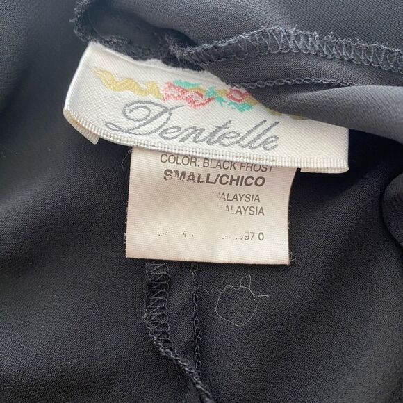 Vintage Dentelle Black Slip Dress | Sheer Sexy Nightie w/ Beaded Bodice - Picture 4 of 5